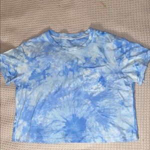 • Blue and White Tie Dye Crop Top •